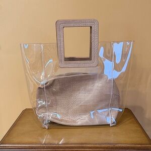 Transparent Tote Bag with Croc-Embossed Pouch